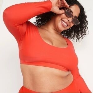 💚 NWT Old Navy coral rash guard long sleeve cropped top size 2X